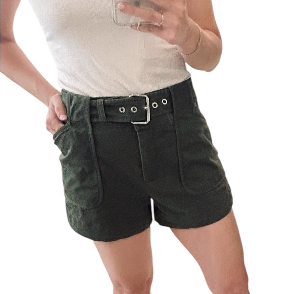 Derek Lam 10 Crosby Montrey Belted Shorts in Fatigue